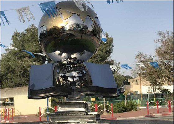 Customized Modern Globe And Book Stainless Steel Sculpture Outdoor Decorative
