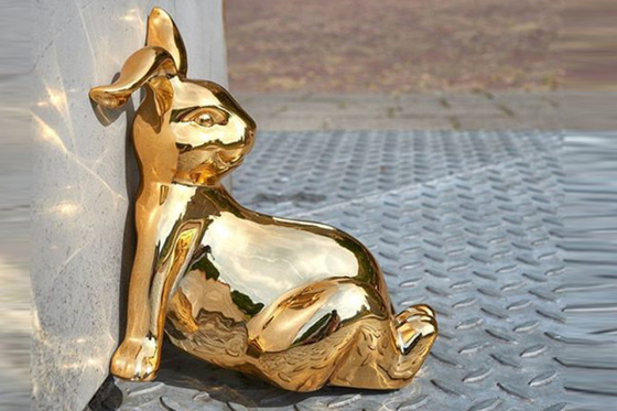 Mirror Gold Stainless Steel Rabbit Sculpture Modern Outdoor Decoration