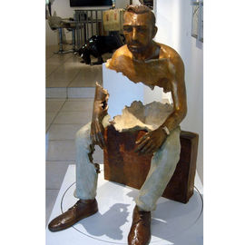 Chiny Statua Wnętrza Krajobrazu Brązu Posąg Siedzi Człowiek Rzeźba Długi Czas Życia dostawca