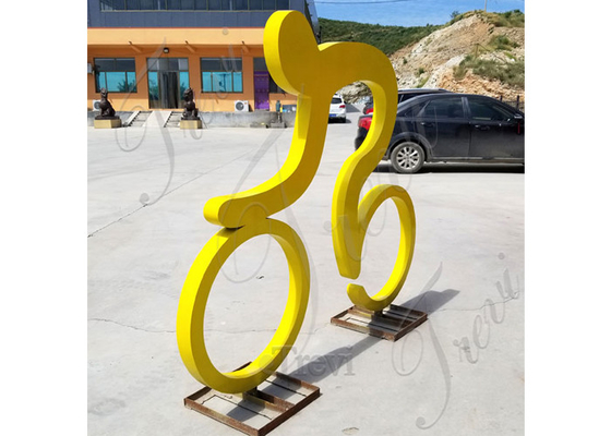 Outdoor Public Decorative Painted Stainless Steel Cyclist Sculpture