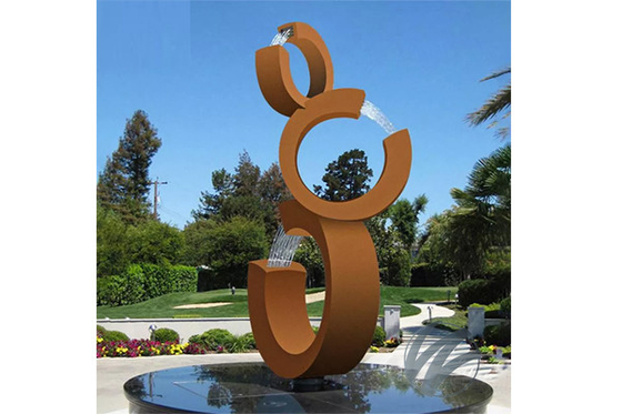 Chiny Zewnętrzna nowoczesna fontanna ogrodowa Rusty Corten Steel Water Fountain Design 3C dostawca