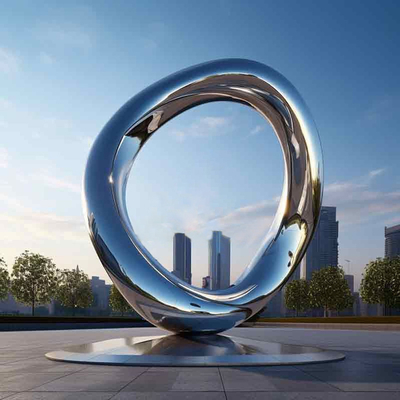 Dobra cena. Nowoczesna estetyka Metal Art Duży zewnętrzny lustrzany krąg ze stali nierdzewnej rzeźba w Internecie