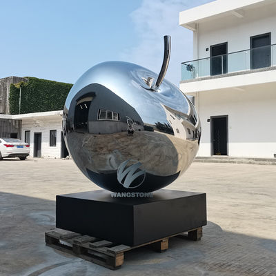 Dobra cena. Odporne na warunki pogodowe lustro ze stali nierdzewnej Rzeźba jabłkowa Sztukę ogrodową na zewnątrz Dekoracja patio w Internecie