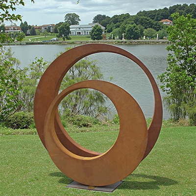 Dobra cena. Niestandardowy Rusty Outdoor Garden Metal Art Corten Steel Ring Sculpture w Internecie