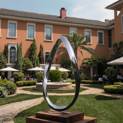 Custom Large Polished Modern Abstract Metal Art Stainless Steel Garden Sculpture