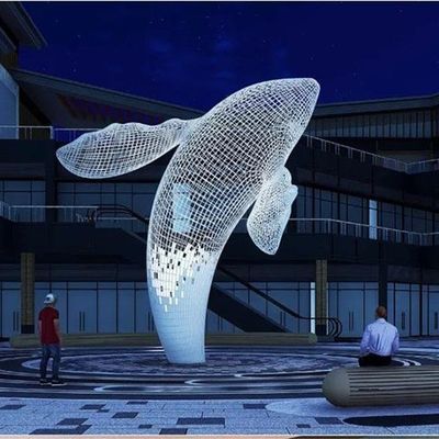 Dobra cena. Custom Public Outdoor Modern Decorative Steel Sculpture Metal Statue Huge White Whale w Internecie