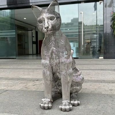 Dobra cena. Modern Art Cat Animal Decorative Metal Stainless Steel Sculpture Outdoor Large Statue Factory w Internecie