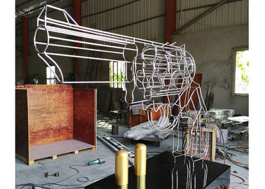 Dobra cena. Duża rzeźba ze stali nierdzewnej Art Gun Rzeźba z drutu metalowego z kulami w Internecie