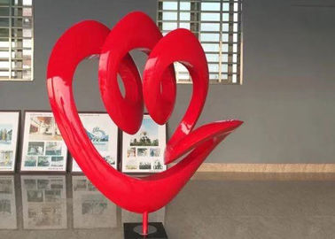 Red Large Art Urban Landscape Stainless Steel Art Sculptures Red Painted