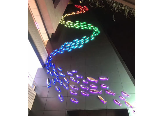 Dobra cena. Zewnętrzne ozdobne oświetlenie ze stali nierdzewnej Metalowa rzeźba ryb w Internecie