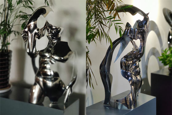 Dobra cena. 100 cm wysokości lustro polerowane SS316 rzeźba głowy konia ludzkiej twarzy w Internecie