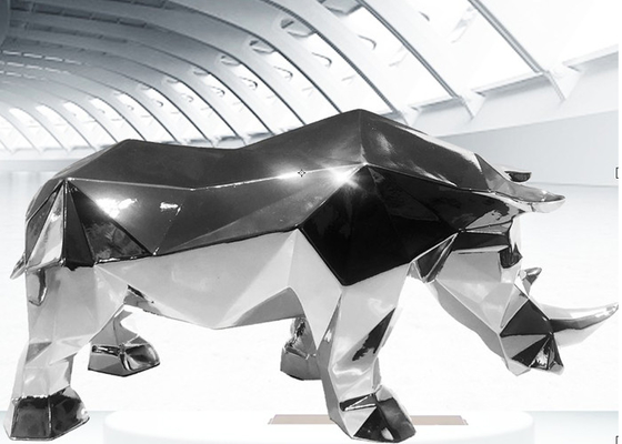 Dobra cena. Niestandardowa polerowana rzeźba nosorożca ze stali nierdzewnej w Internecie