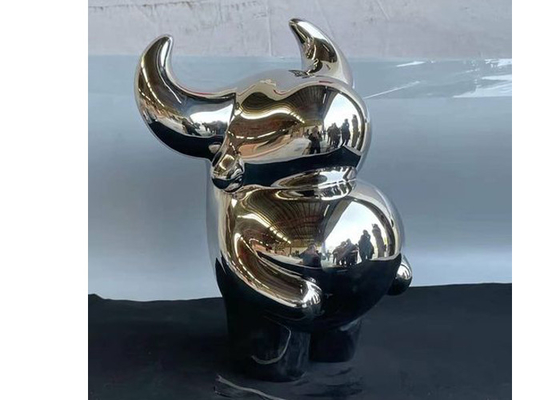 Dobra cena. Polerowana rzeźba wołu ze stali nierdzewnej 316 do wystroju domu w Internecie