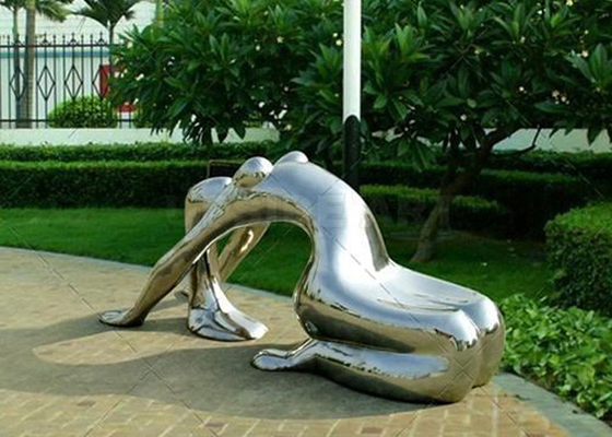 Dobra cena. Nowoczesny ogród Metal Art Kobieta Ławka Rzeźba ze stali nierdzewnej Polerowana w Internecie