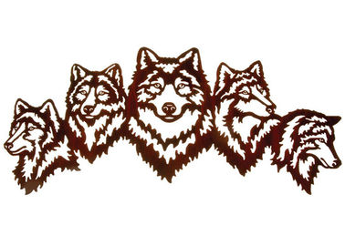 Dobra cena. Vivid Five Wolves Contemporary Metal Wall Sculptures Popularny design w Internecie