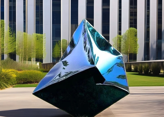Dobra cena. Niestandardowe duże dekoracje ogrodów zewnętrznych Modern Art Metal Abstrakt Statuetka kostka Rzeźba ze stali nierdzewnej w Internecie