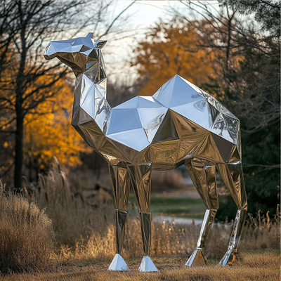 Dobra cena. Rysowanie 3D Lustro Polerowana geometria Stal nierdzewna Rzeźba wielbłąda w Internecie