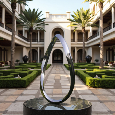 Custom Large Polished Modern Abstract Metal Art Stainless Steel Garden Sculpture