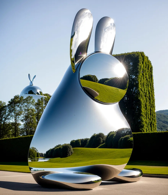 Rzeźba z królika ze stali nierdzewnej, metalowa statua królika, producent zwierząt