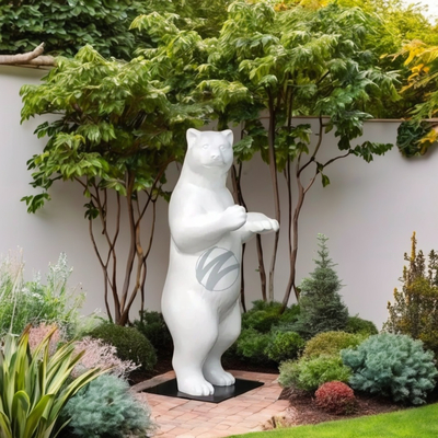 Dobra cena. Large White Standing Bear Sculpture (2M Height) - Durable FRP Outdoor Decorative Art w Internecie