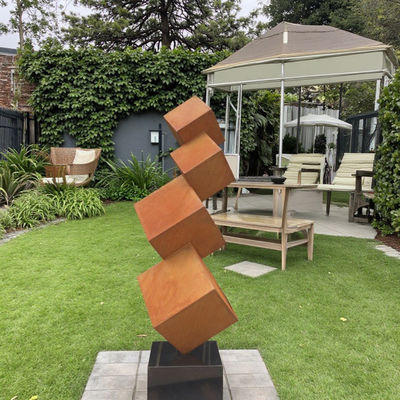 Dobra cena. Modern Outdoor Garden Decorative Rusted Corten Steel Tiered Cube Sculpture w Internecie