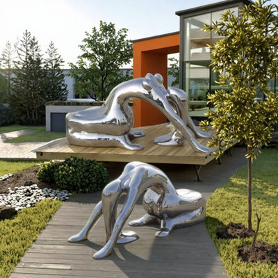 Dobra cena. Rzeźba artystyczna kobiety ze stali nierdzewnej lustrzanej, abstrakcyjna, figuralna, dekoracja zewnętrzna i wewnętrzna w Internecie