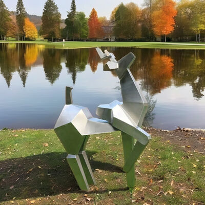 Dobra cena. Outdoor Geometric Deer Statue Modern Stainless Steel Yard Art Ornament w Internecie