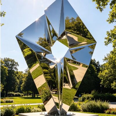Dobra cena. Oryginalny projekt Nieregularne geometryczne Sztuki nowoczesnej Abstrakcyjny Dekoracyjny Metal Rzeźba ze stali nierdzewnej Statuetka na zamówienie Rzeźba metalowa Na zewnątrz Krajobraz w Internecie