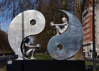 Dobra cena. Sztuka publiczna Nowoczesna rzeźba ze stali nierdzewnej, Yin i Yang Rzeźba do ogrodu w Internecie