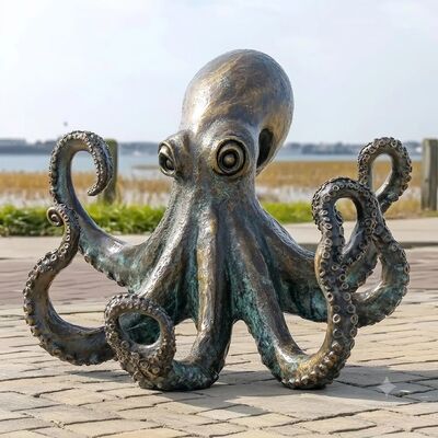 Dobra cena. Ręcznie wykonana z brązu statua gigantycznej ośmiornicy | Dekoracja domowego biura przybrzeżnego i morskiego W Internecie