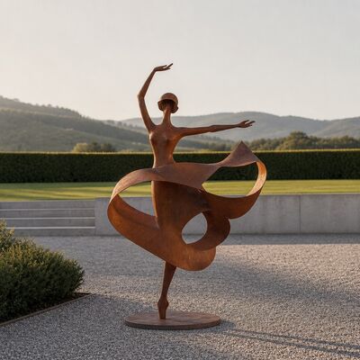 Dobra cena. Życiowy rozmiar Metalowa kobieta tańcząca rzeźba Korten Stalowy Statuetka ogródkowa ogródek ogródek basen Dekor artystyczny Ręcznie wykonana figurka nowoczesnej tancerki W Internecie