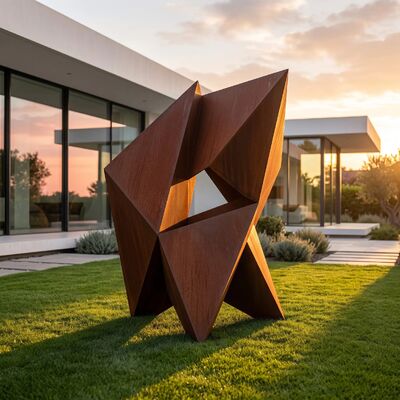 Monolit — geometryczna abstrakcyjna rzeźba ze stali Corten