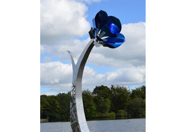 Dobra cena. Garden Decor Niebieski Kolor Metal Kwiat Rzeźba Malowane wykończenie ze stali nierdzewnej w Internecie