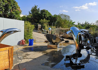 Dobra cena. Modern Art Art Mirror Polerowana stal nierdzewna Rzeźba Dolphin Fountain w Internecie