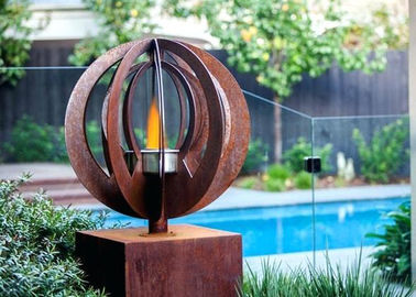 Dekoracje ogrodowe Współczesna stalowa rzeźba Corten Fire Pit na zewnątrz