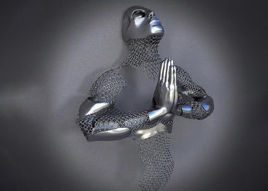 Dobra cena. Wystrój domu Figuratywne 3d Wall Man Rzeźby artystyczne ze stali nierdzewnej Matowe wykończenie w Internecie