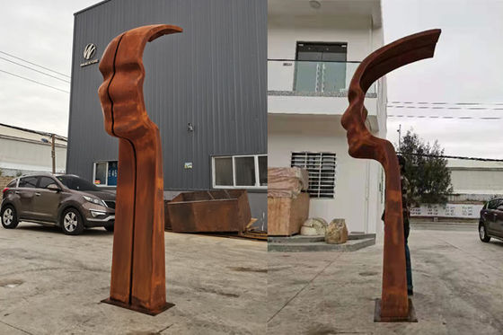 Rustykalna 3m wysokość Corten Steel Metalowa rzeźba twarzy do ogrodu